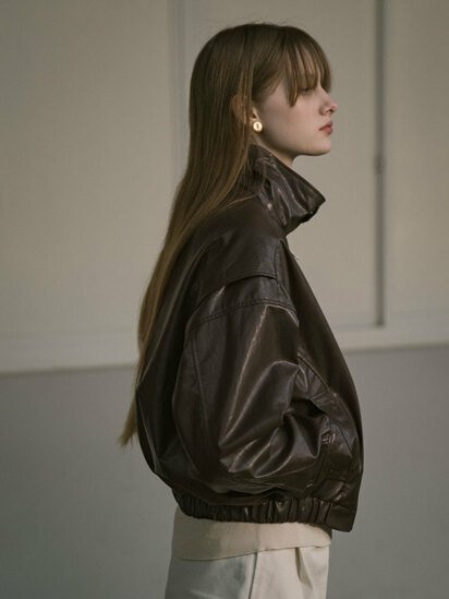 시야쥬 SIOT4075 Leather Bomber Jacket_Brown