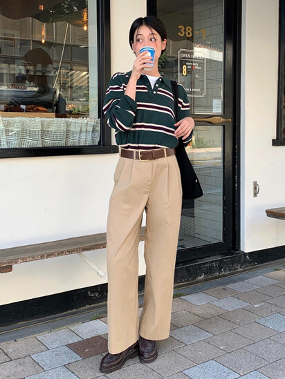 시야쥬 SIPT7068 Two tuck wide chino pants_Beige