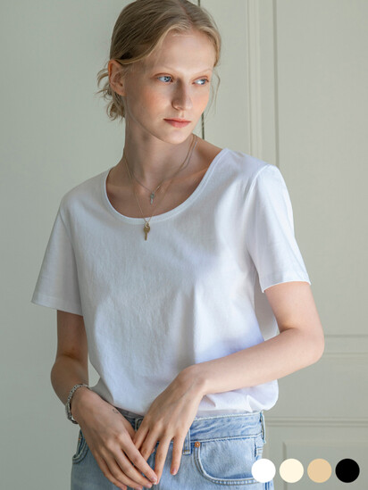 시야쥬 SITP5063 U-neck T-shirt_4Colors