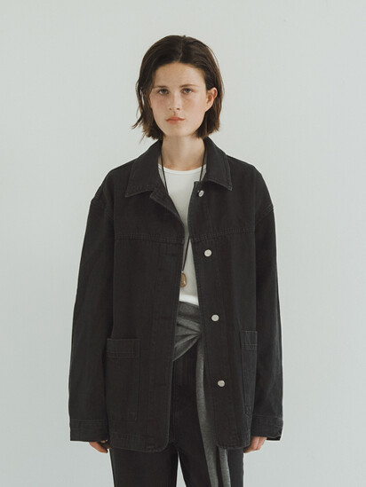 언에디트 [아우터] O Edit Denim Work Jacket_Washing Black